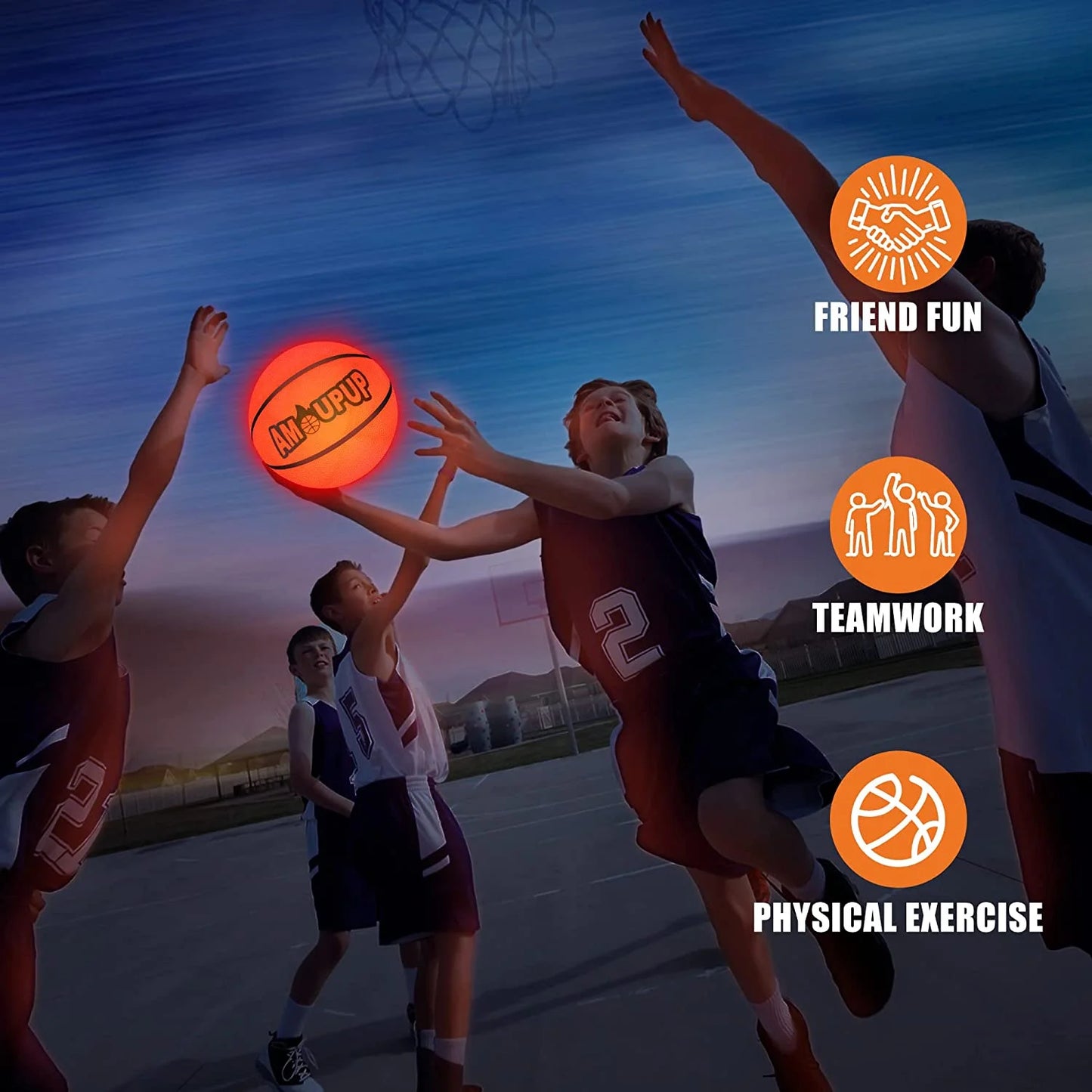 Glow in the Dark Basketball Sports Gifts Light up Led Basketball Cool Stuff with Led Lights and Batteries Pre-Installed - Kids Gifts Good Gift Ideas for Teen Boys and Girls